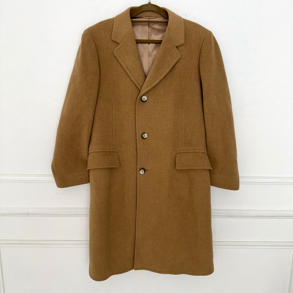 Vintage Pendleton Overcoat Large Camel Tan 100% Virgin Wool Country Traditionals
